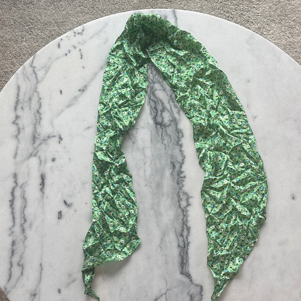 Green Floral Scarf - Lightweight Women’s Accessory